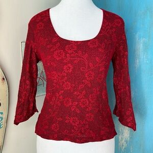 Vintage 90s Red Lace Blouse